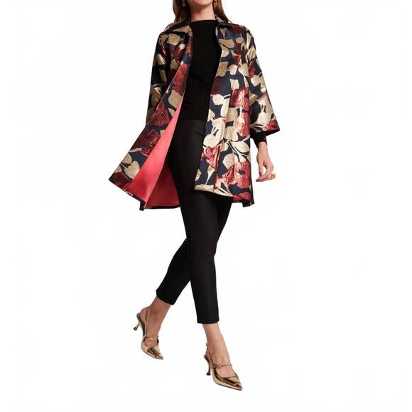 NEW FRANCES VALENTINE cornelia swing coat in floral floating jacquard - Picture 6 of 7
